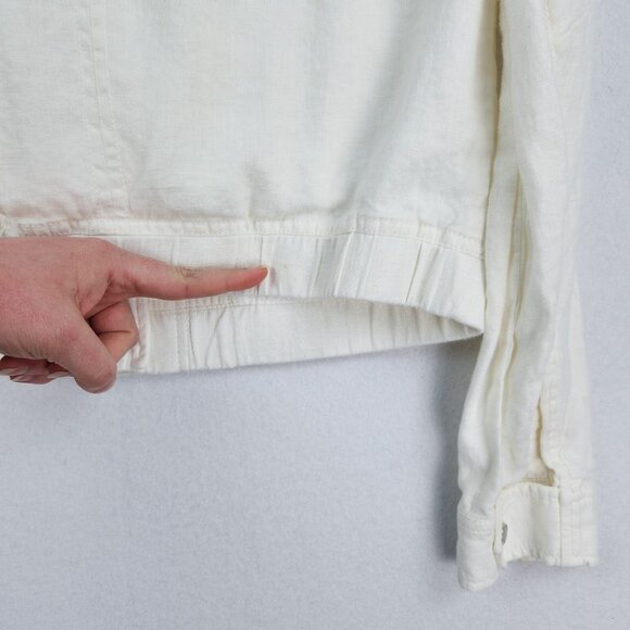 Athleta Jacket Womens Small White Sahara Cropped Linen Moto Full Zip Casual - Picture 16 of 16